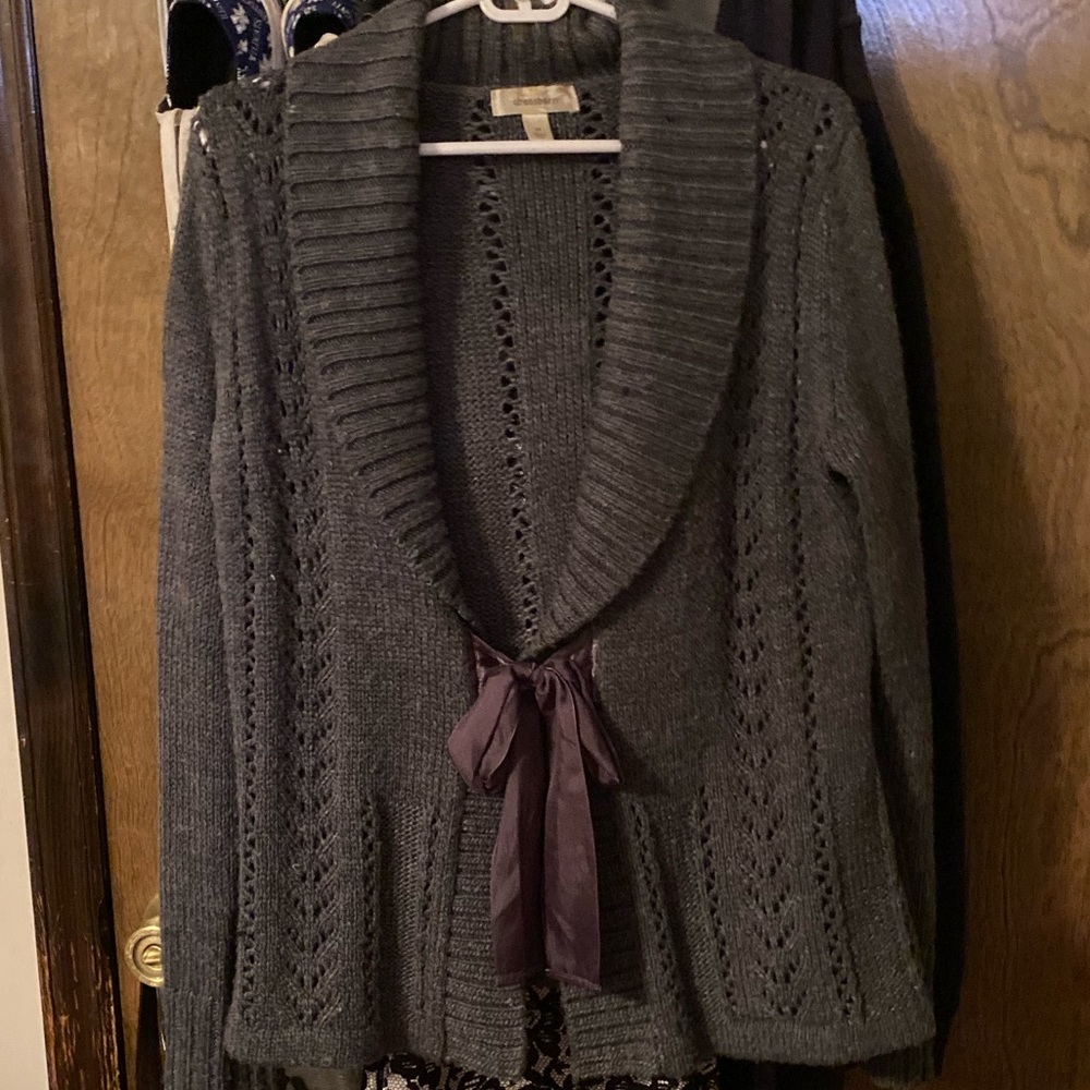 Charcoal gray tie cardigan